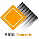 A logo for elite concrete with a diamond in the middle