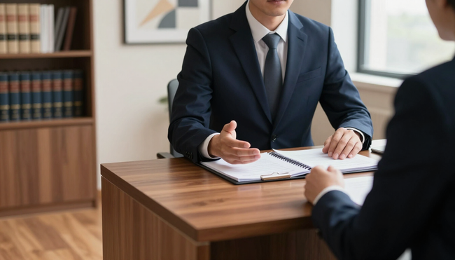 DUI Defense Lawyer in Renton, WA meeting with a client at a law office desk