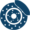 Blue disc brake with caliper.