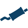 Blue exhaust system part.