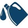 Blue container pouring liquid; a drop falling.