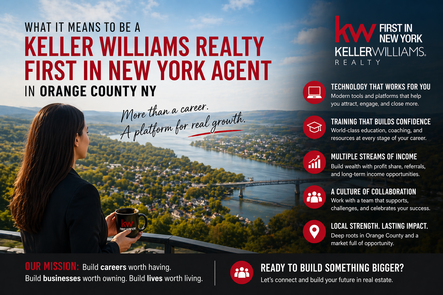 Keller Williams real estate agent overlooking Hudson Valley, highlighting career growth