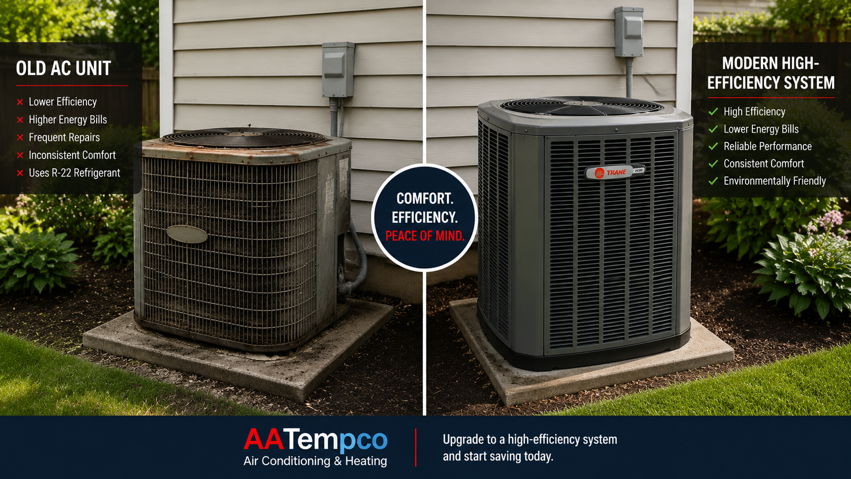 Air conditioning replacement comparison old versus new system