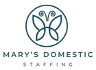 Mary’s Domestic Staffing logo with teal butterfly emblem and text on white background