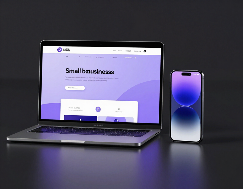 Small business website on MacBook and iPhone