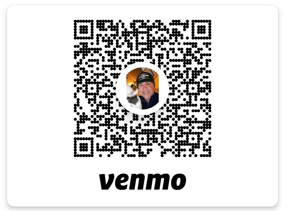 Venmo QR code with profile photo centered and Venmo logo below