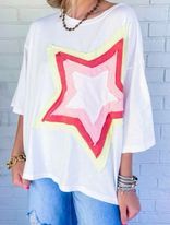White Colorblock Star Tee