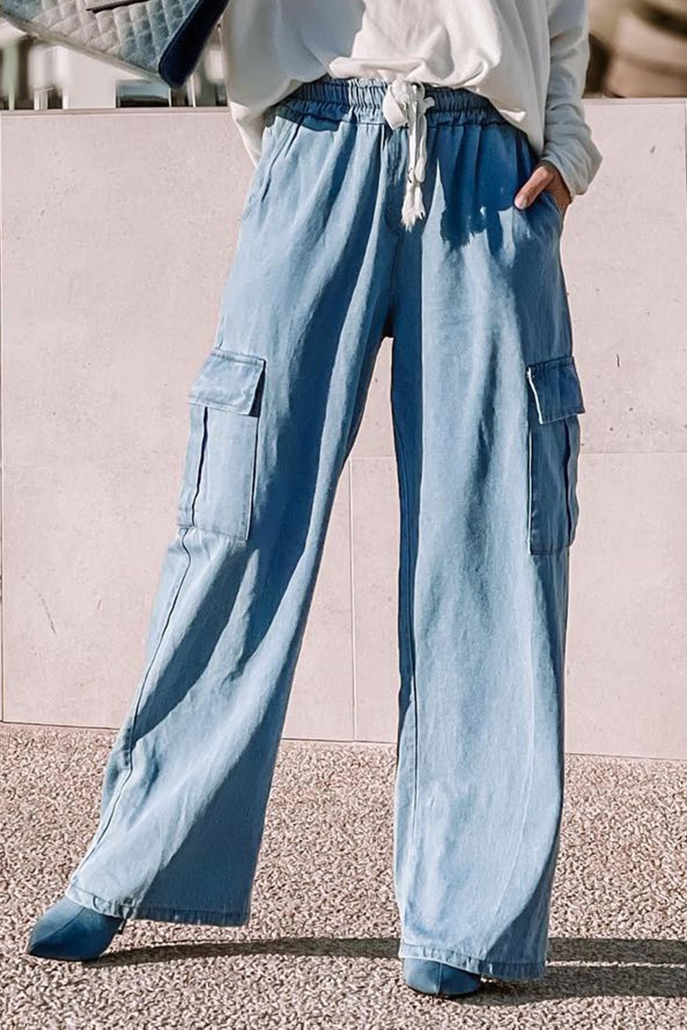 Sky Blue Drawstring Jeans