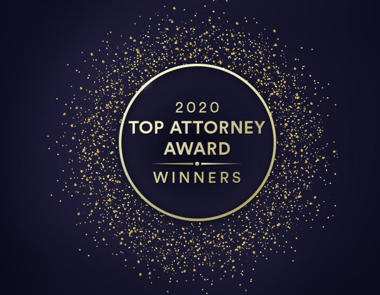 A logo for the 2020 top attorney award winners