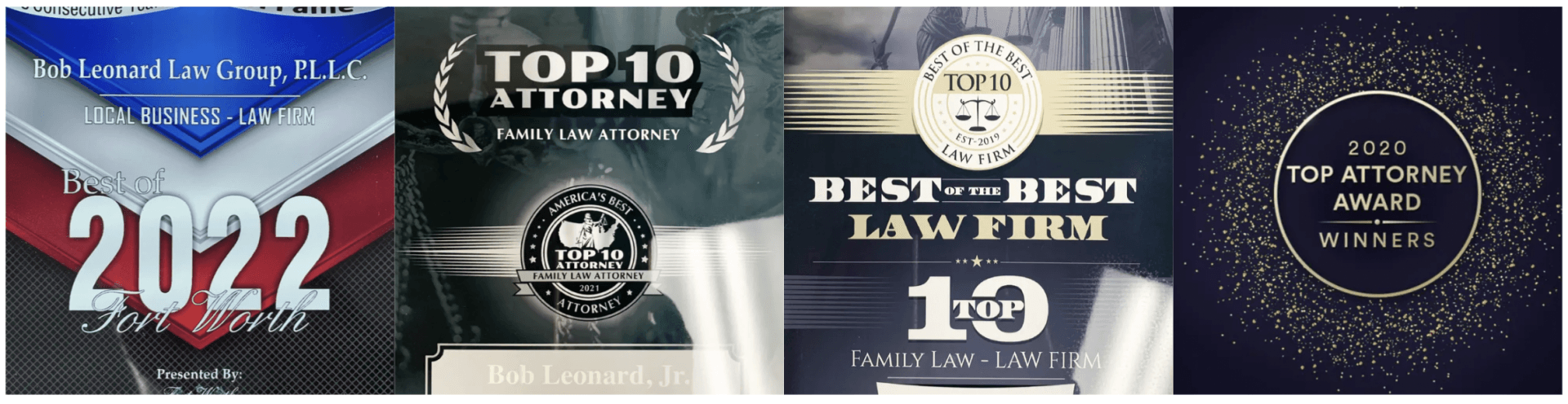 A collage of awards for top 10 attorney and best law firm