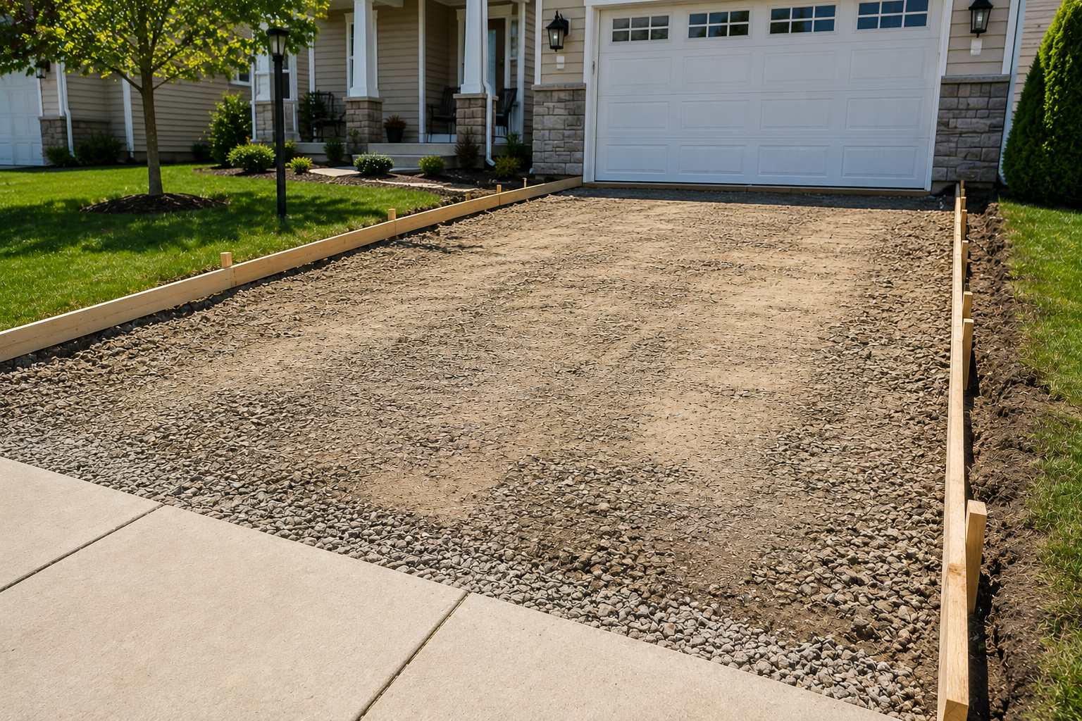 Set up to poor new Concrete Driveway