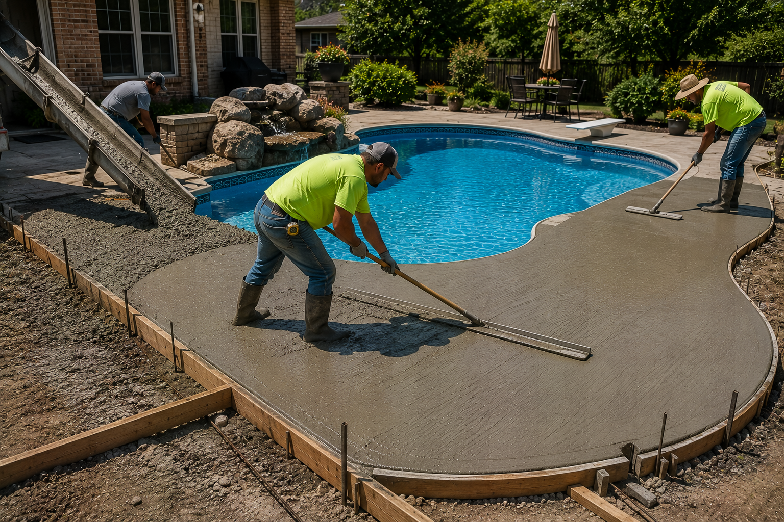 Laying Concrete for Pool Deck