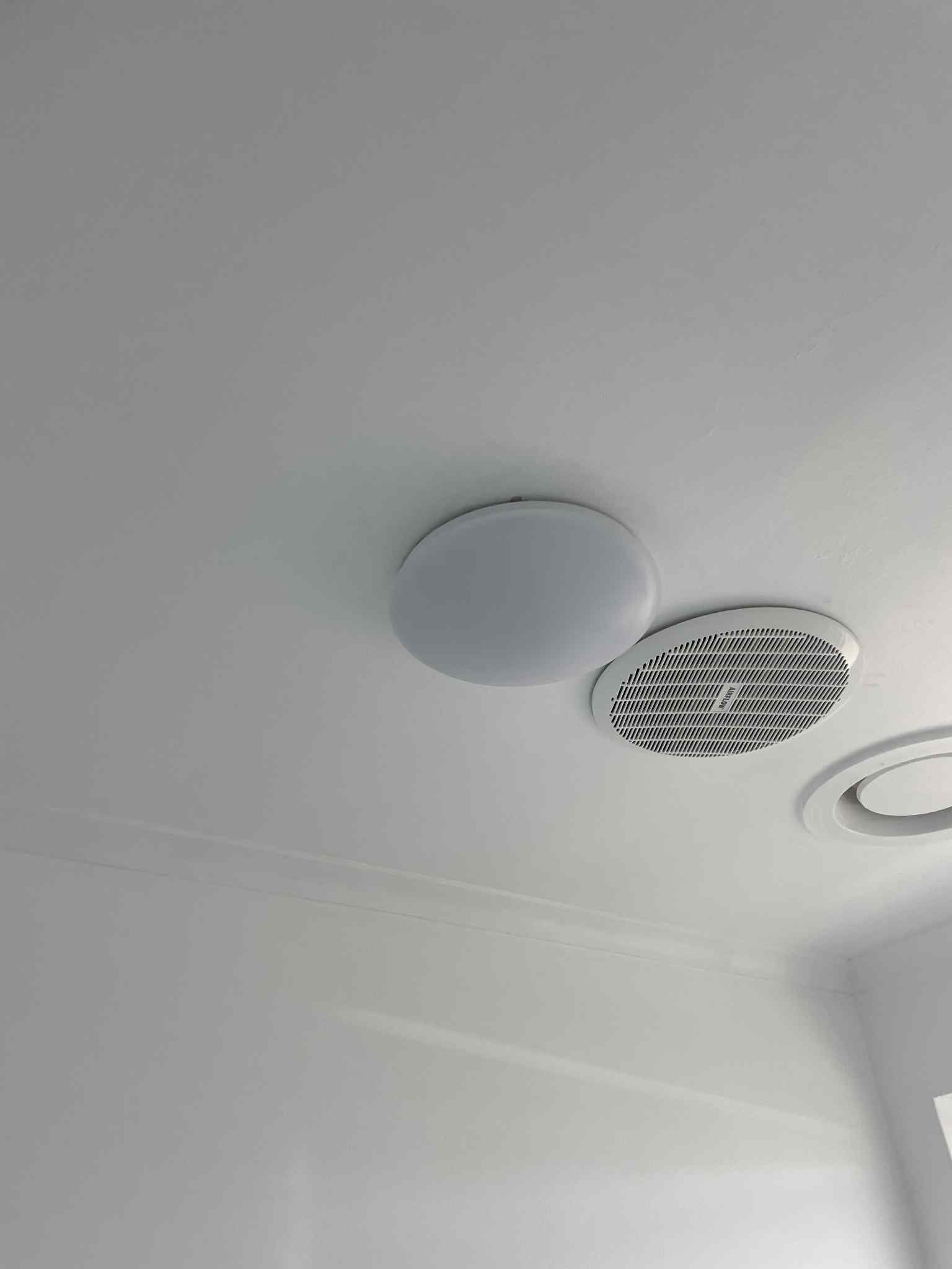 2 different lights and ceiling fan on the ceiling installed recently