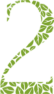 Number 2 formed with green leaf pattern.