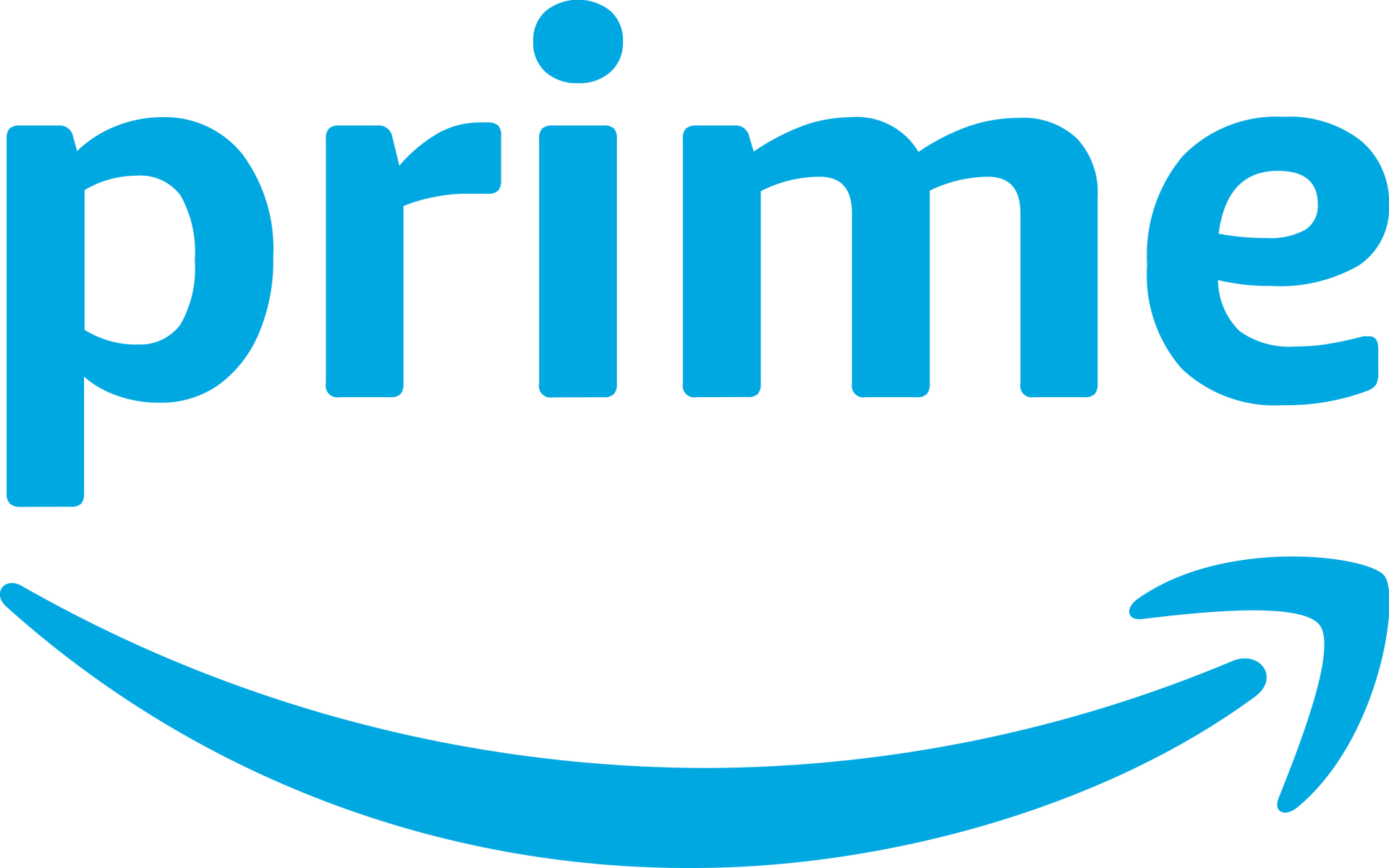 Amazon Prime logo in blue with the curved arrow smile underneath