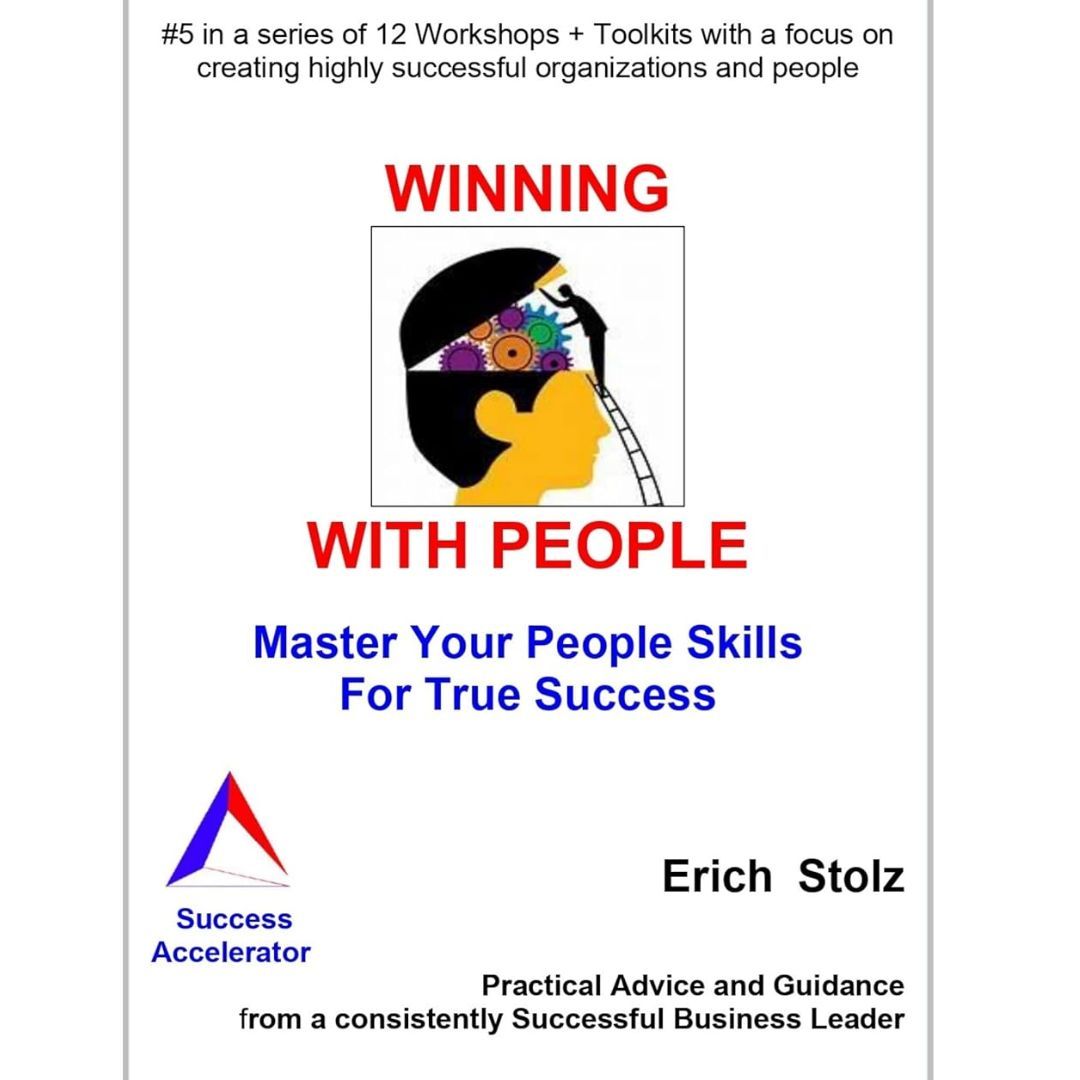 Book cover with stylized head and text “Winning with People” and “Master Your People Skills For True Success”