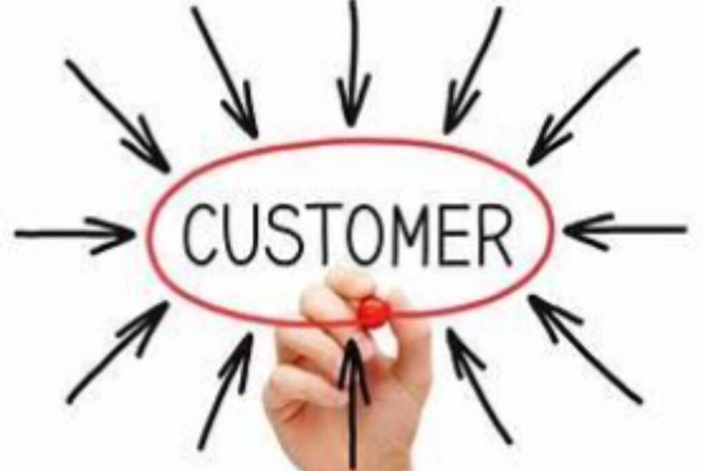 Handwriting of “CUSTOMER” circled in red, with black arrows pointing toward it from all sides.