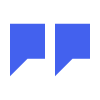 Blue quotation marks on a white background