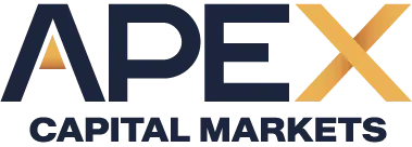 Logo of Apex Capital Markets in navy and gold text.