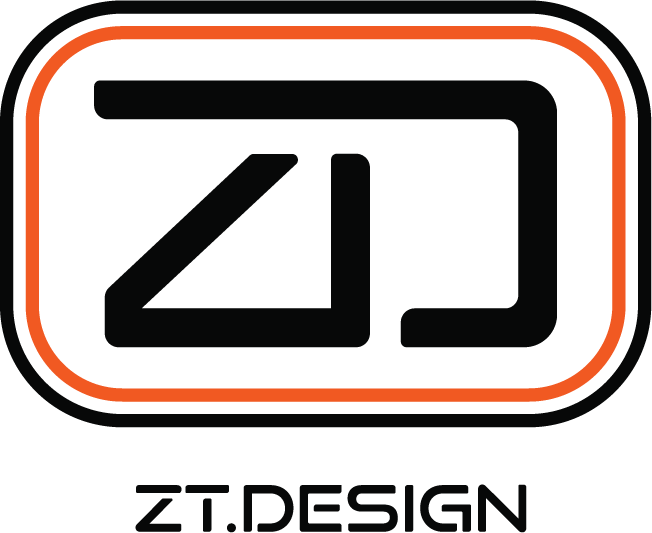 Black and orange logo with 