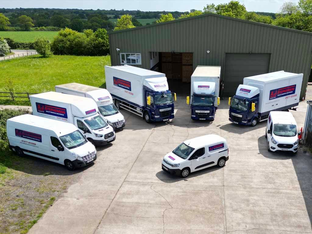 fleet of removal vehicles of AJ Stephenson Removals