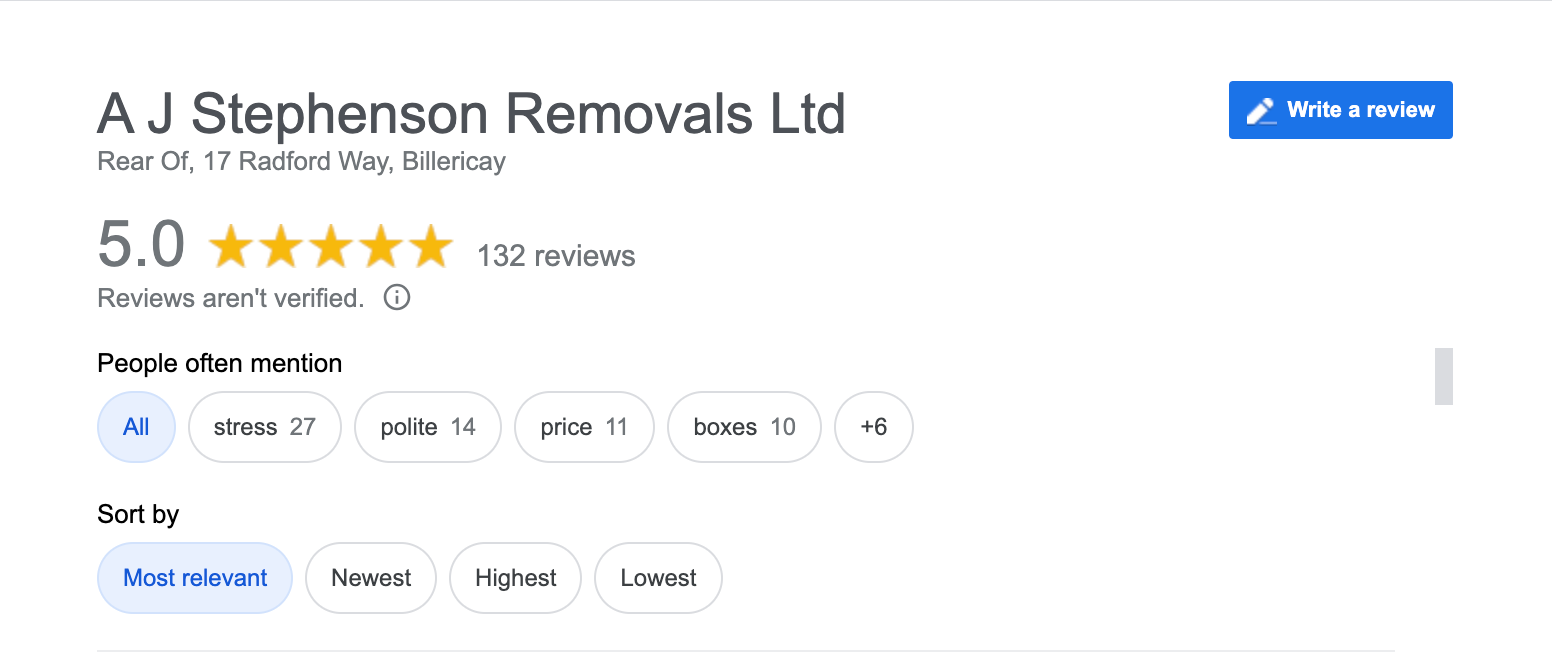 AJ Stephenson Removal Google Star Rating