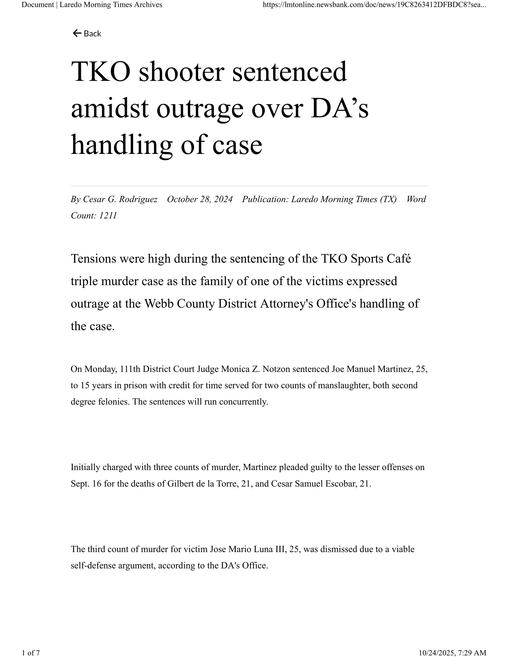 Text from a newspaper article: 
