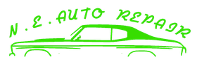 Green car logo with the text “N.E. Auto Repair”