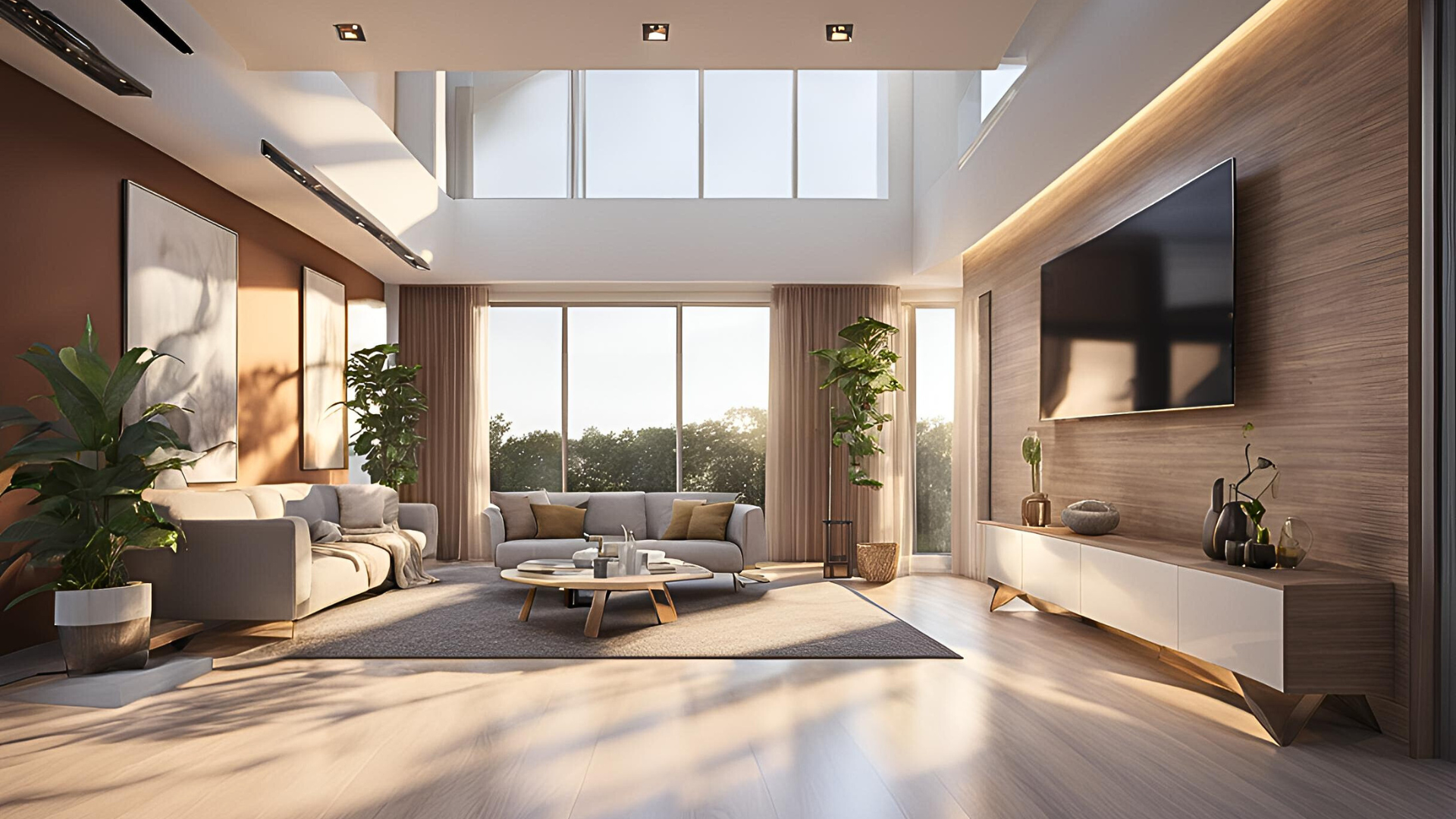 A living room with a couch , table , and television.