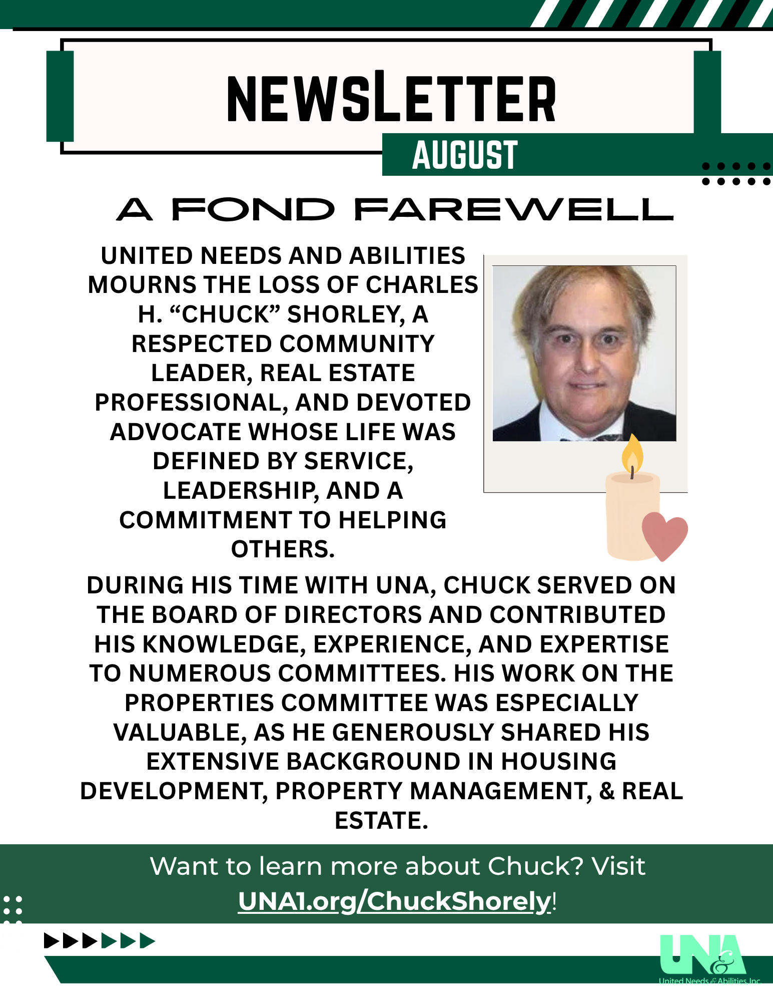 Newsletter-style graphic titled ‘August 2026 UNA Newsletter’
