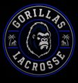 Gorillas Lacrosse circular logo with a gorilla head in black, white, and blue, flanked by palm trees