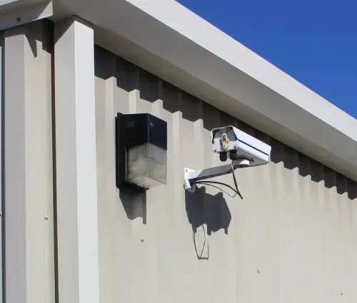 security camera installed on wall