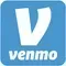 The logo for venmo is a blue square with a white letter v on it.