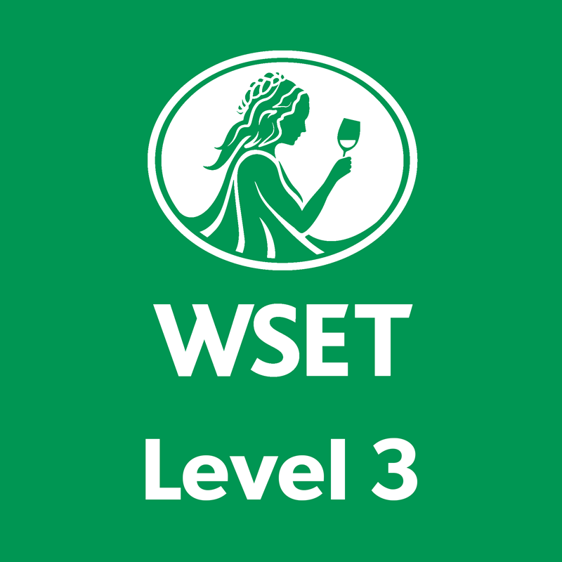Green logo with a woman holding a glass, above 