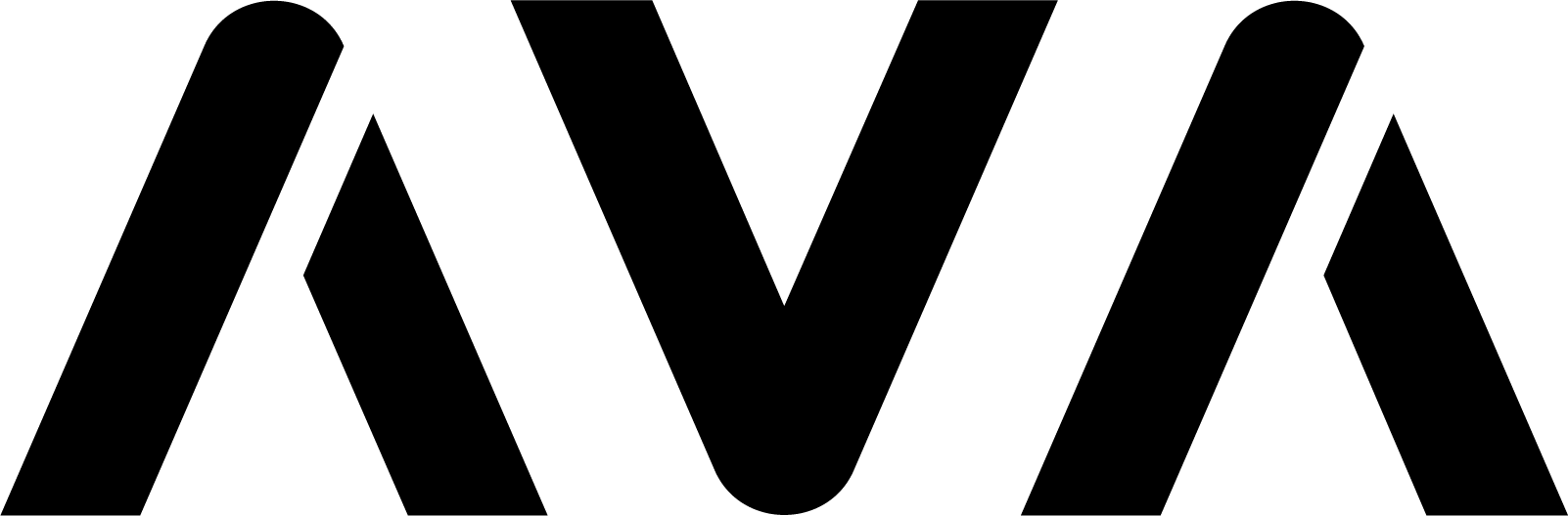 Black geometric logo with three peaked triangular shapes on a white background