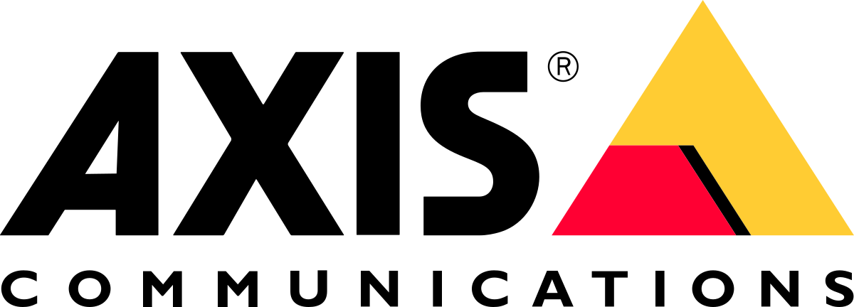 AXIS Communications Authorized Partner logo with gray and white badge and yellow-red triangle icon