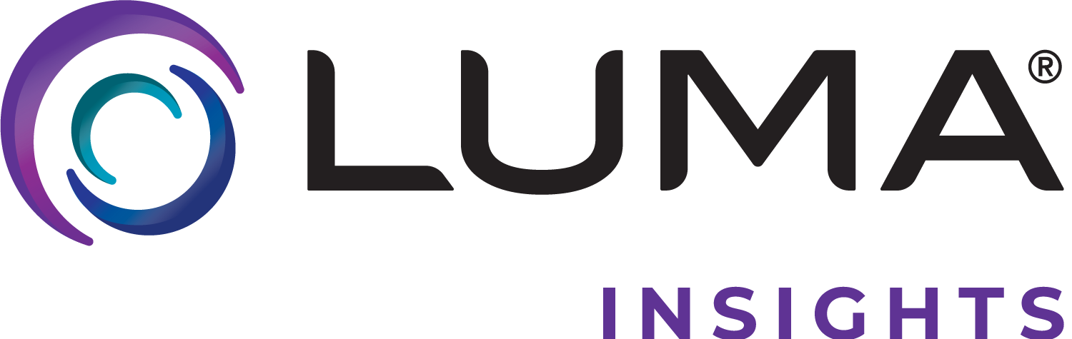 Luma Insights logo with a purple-blue circular icon and black and purple text
