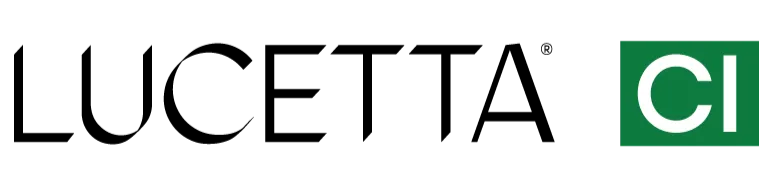 LUCETTA logo with green CI block on a white background