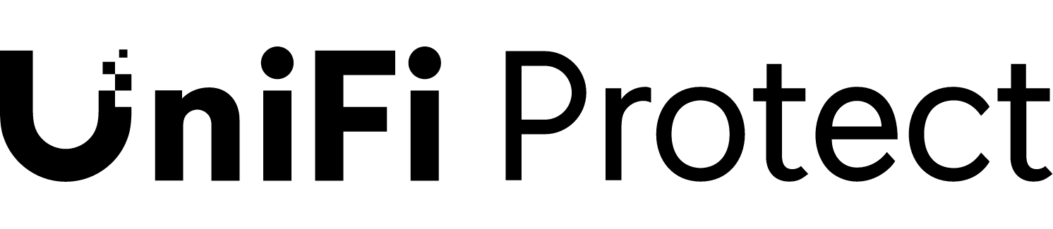 UniFi Protect logo in bold black and blue text on a white background