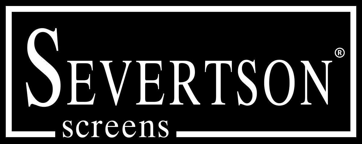 Severtson Screens logo in white text on a black background