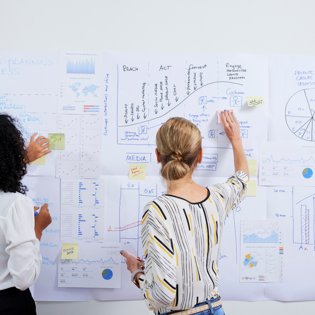 Two People Work Together at a Whiteboard — Michelle Crutcher Business Coaching & Consulting in The Entrance North, NSW