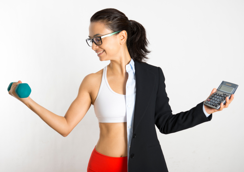 Woman in Half Gym Attire, Half Business Suit — Michelle Crutcher Business Coaching & Consulting in The Entrance North, NSW