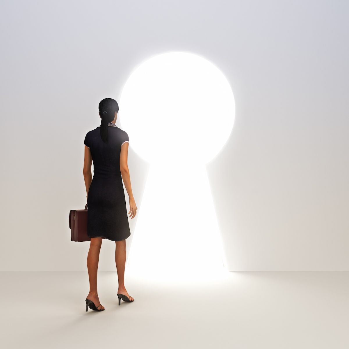 A Woman Stands Before A Giant Keyhole — Michelle Crutcher Business Coaching & Consulting in The Entrance North, NSW