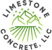 The logo for limestone concrete llc shows a mountain and a field.