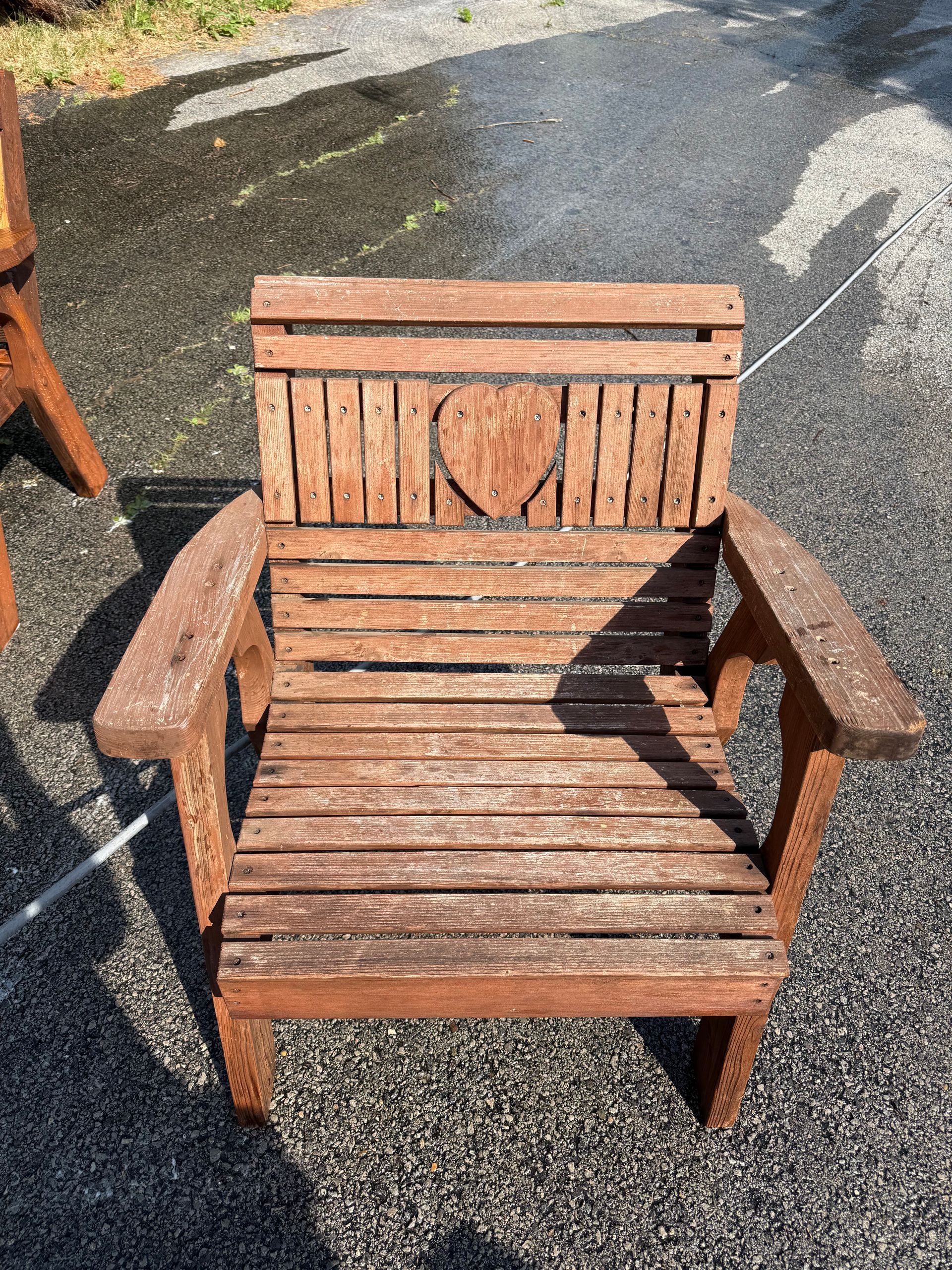 exterior wooden chair before pressure washing