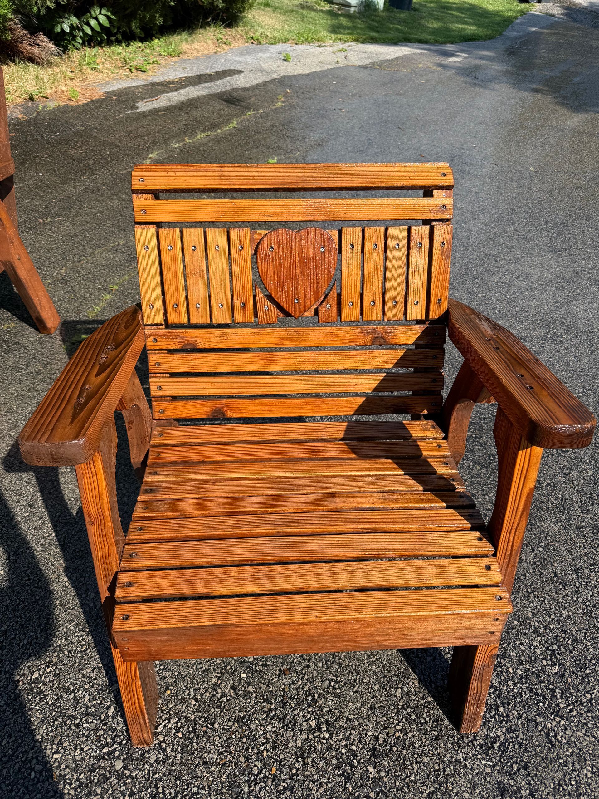 exterior wooden chair after pressure washing