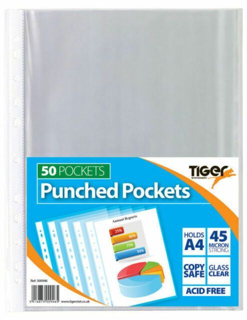 A4 PUNCHED POCKETS 50pkt