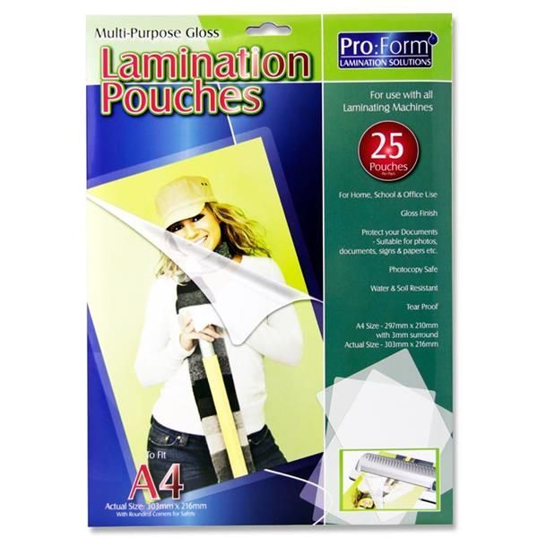 A4 Pack 25 Laminating Pouches