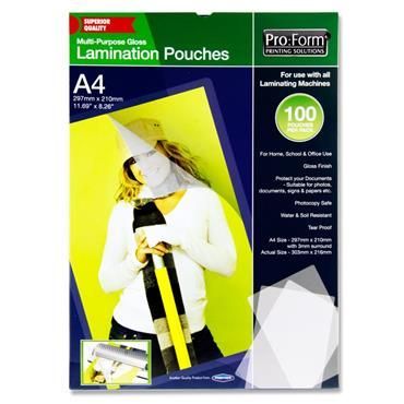 A4 Pack 100 Laminating Pouches