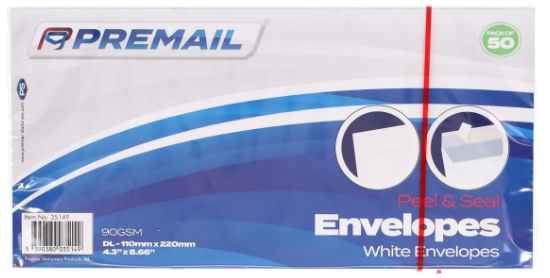 50 Dl P+s Envelopes - White